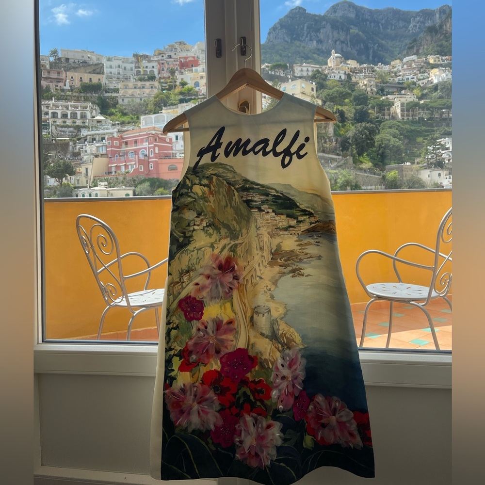 $3,500 Dolce & Gabbana dress size 42 small medium postcard shift dress - Picture 9 of 15